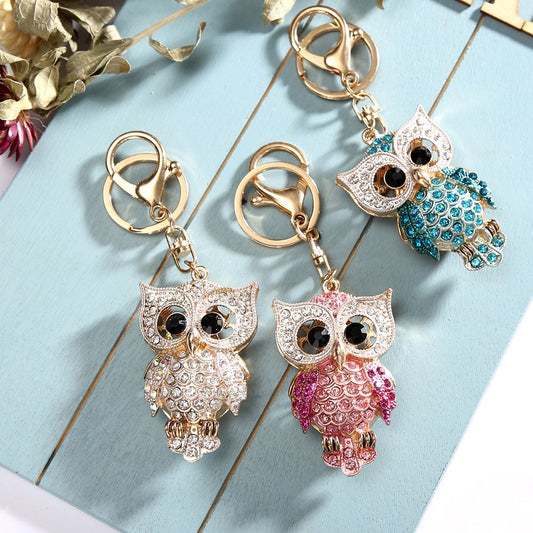 rhinestone owl shape keychain KC028-KC030