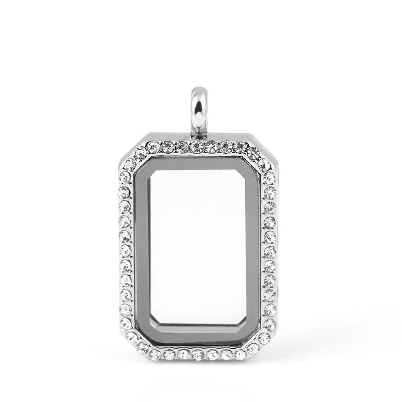 Rectangla  floating locket necklace for charms and mini pearls  LN023-LN027