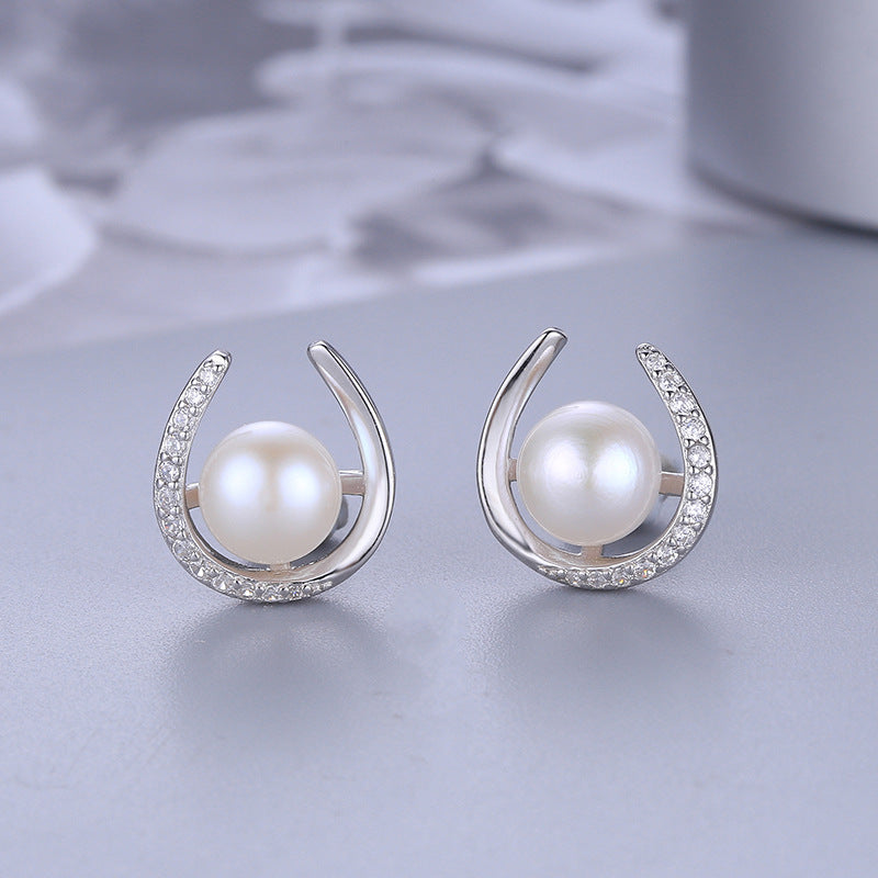 S925 sterling silver earring setting (default no pearl) wse046-054