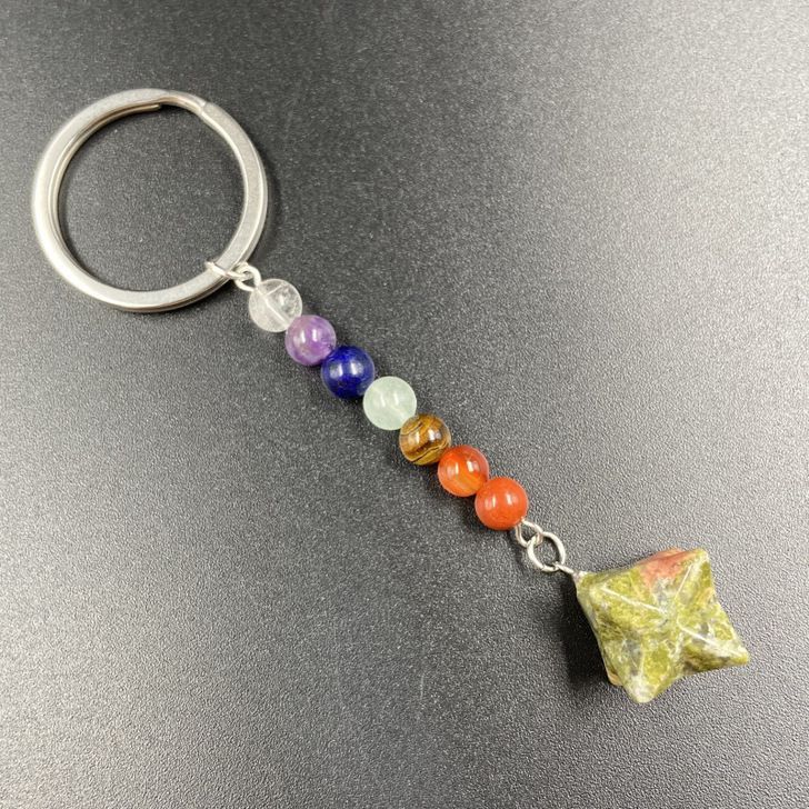 7-chakras crystal Hexagram keychain