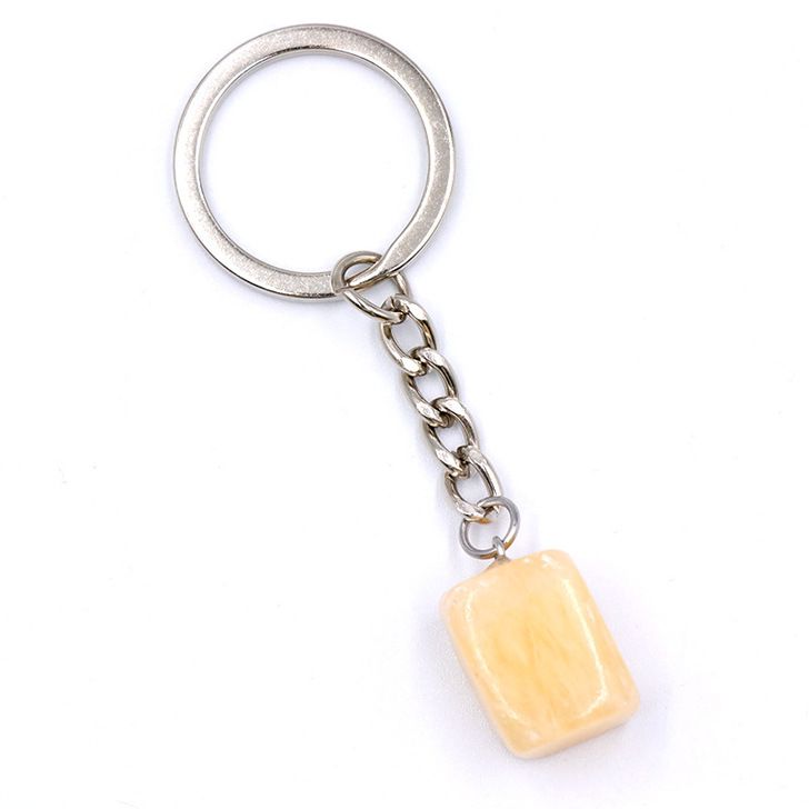 natural crystal agate stone irregular shape keychain KC065