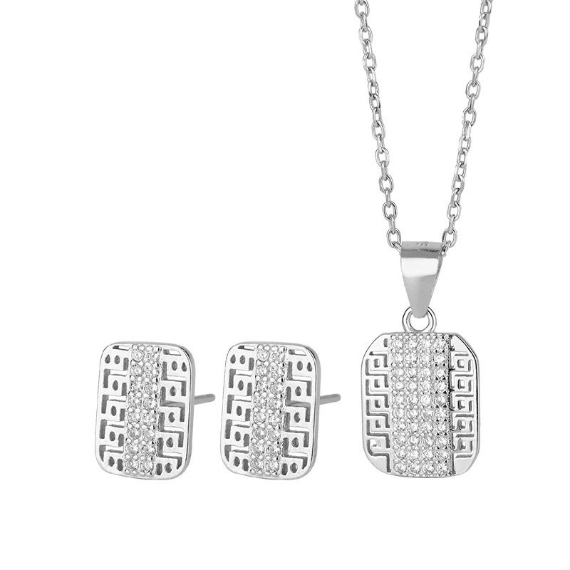 sterling silver S925 gem pendant+earrings set  #SGS081