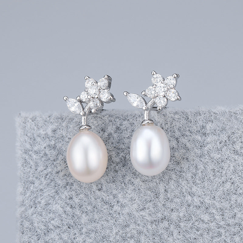 S925 sterling silver earring setting (default no pearl) wse082-090