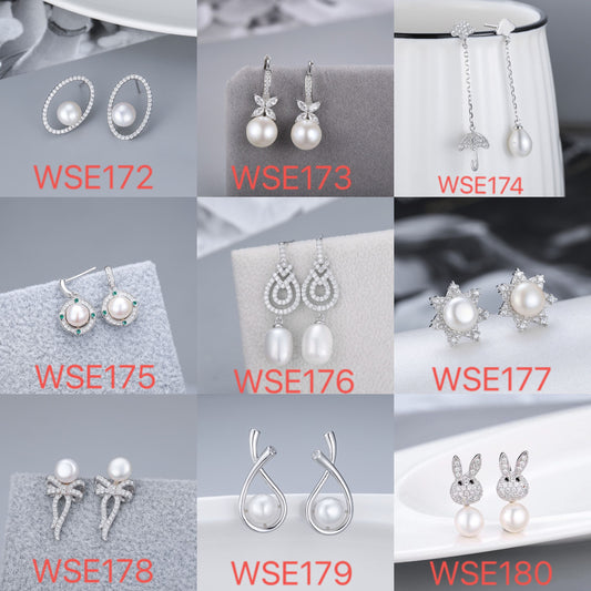 S925 sterling silver earring setting (default no pearl) wse172-180