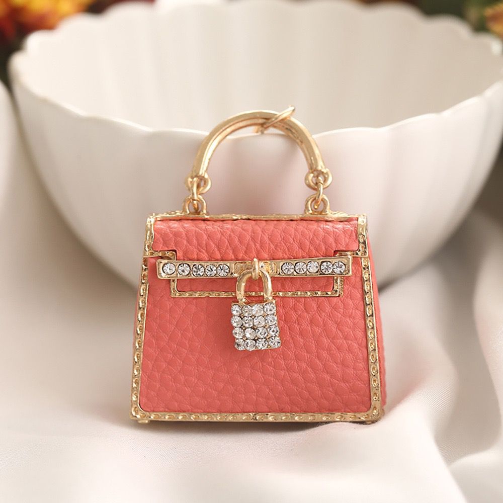 leather bag shape keychain with rhinestone  KC044-KC047