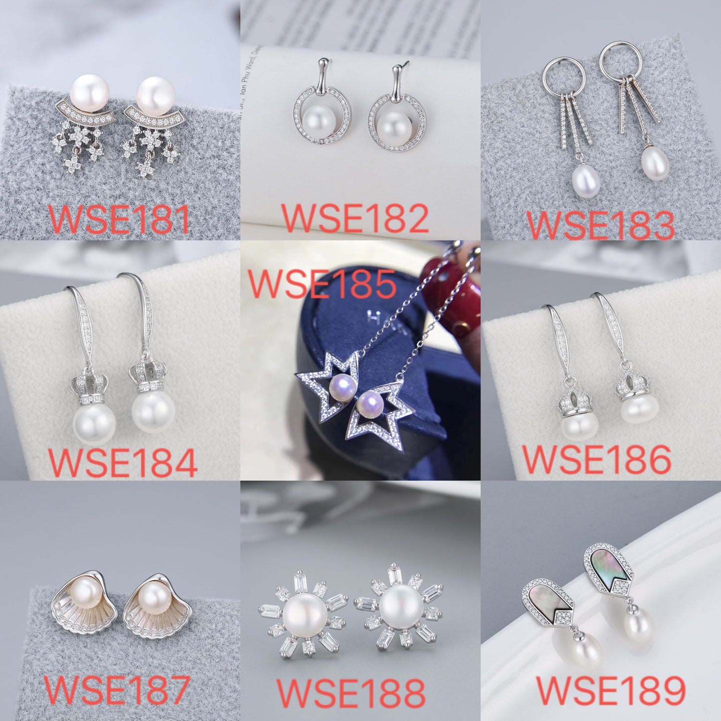 S925 sterling silver earring setting (default no pearl) wse181-189