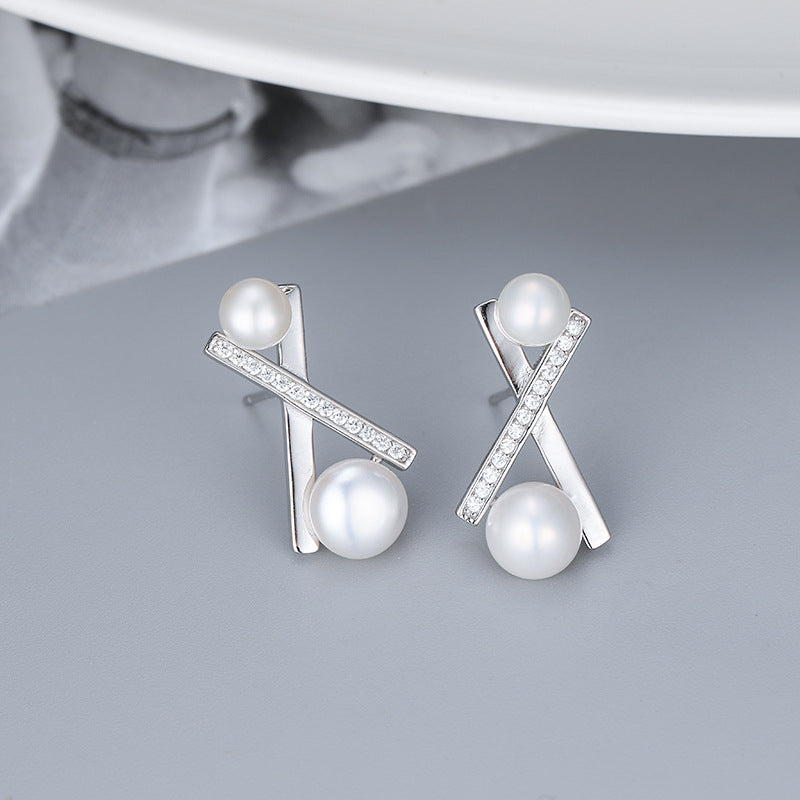 S925 sterling silver earring  setting (default no pearl) wse127-135