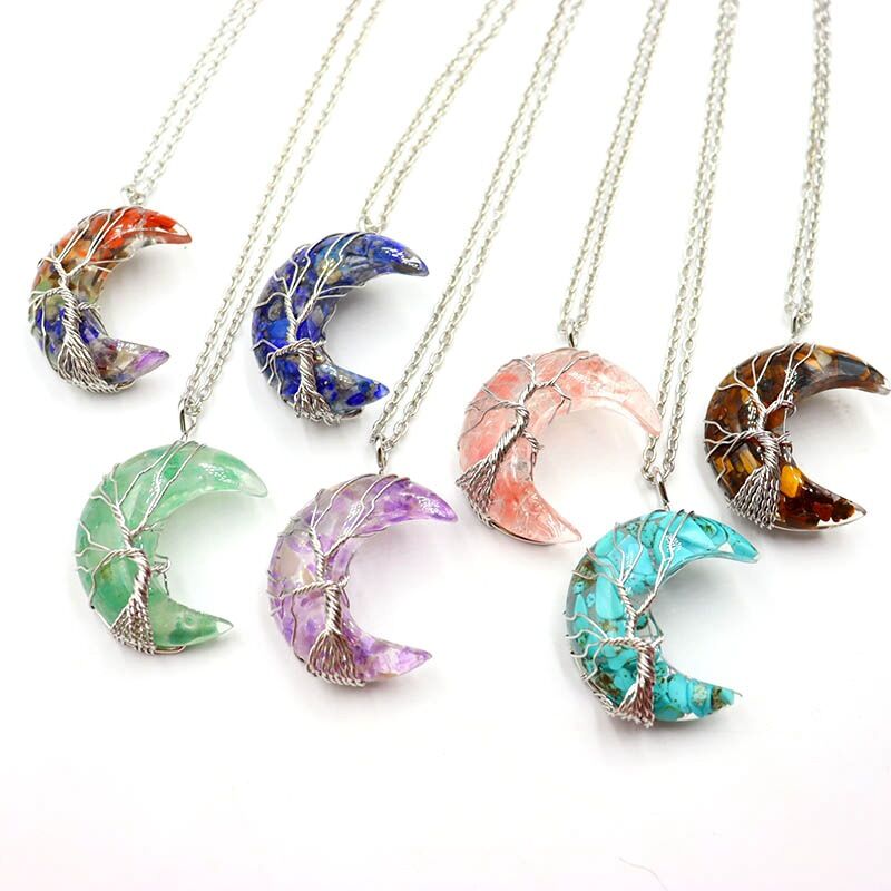 natural crystal chips pendant necklace N107