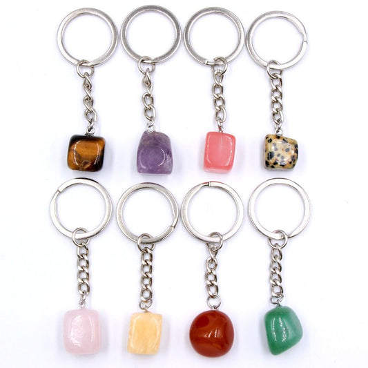 natural crystal agate stone irregular shape keychain KC065