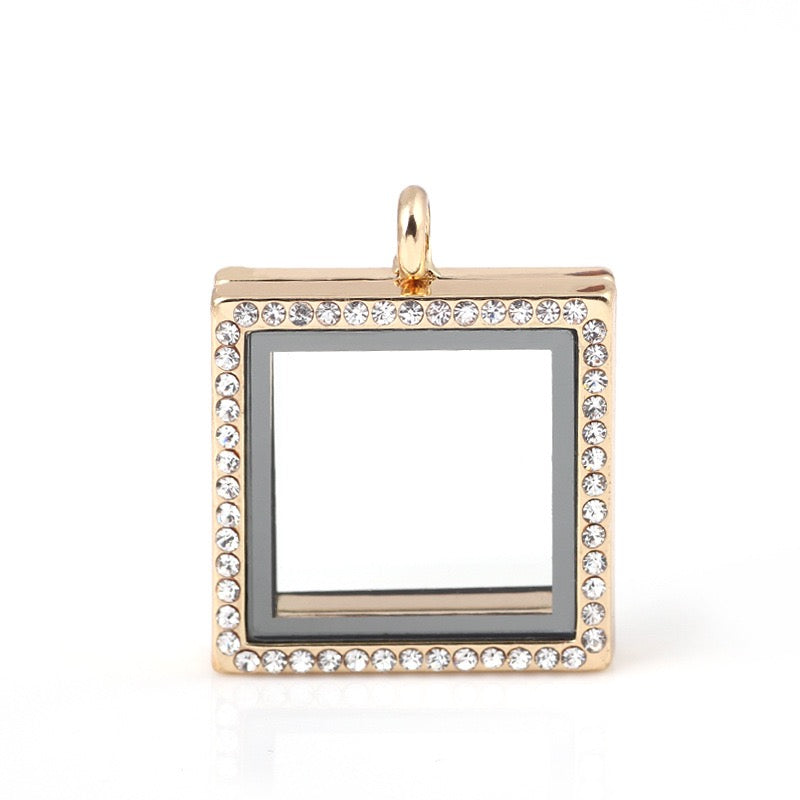 Square  floating locket necklace for charms and mini pearls  LN048-LN052