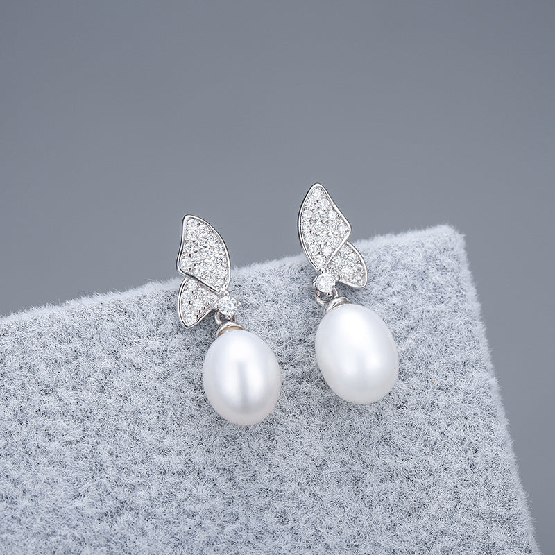 S925 sterling silver earring  setting (default no pearl)wse091-099