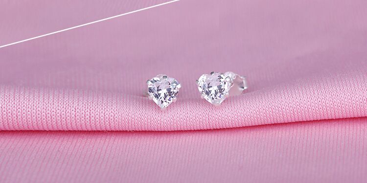 S925 heart zircon earrings 8mm  #E016-E018