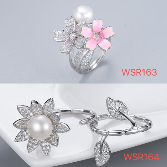 S925 sterling silver ring setting (default no pearl) wsr163-164