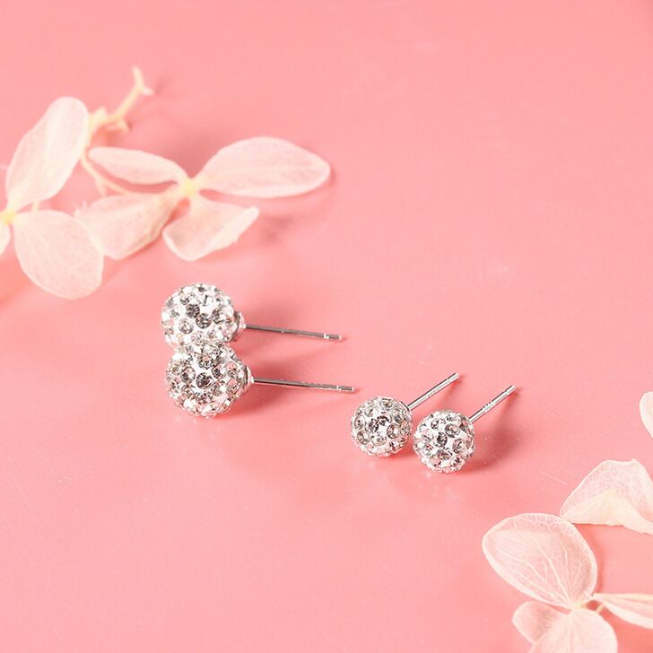 S925 gem ball earrings #E001-E008