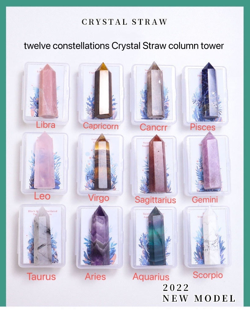 twelve constellations Crystal Straw column tower