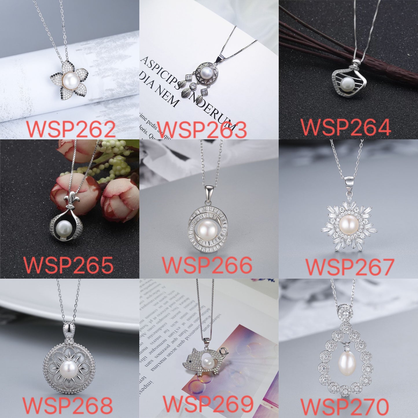 S925 sterling silver pearl pendant setting (default no pearl) wsp262-270