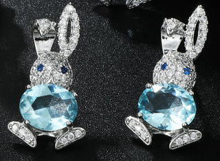 zircon rabbit necklace earrings ring jewelry set  JS005-JS008