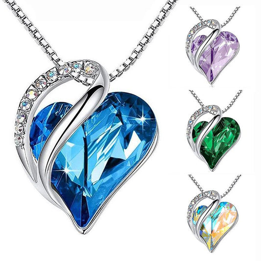 rainbow gem rhinestones zircon heart necklace N075-N078