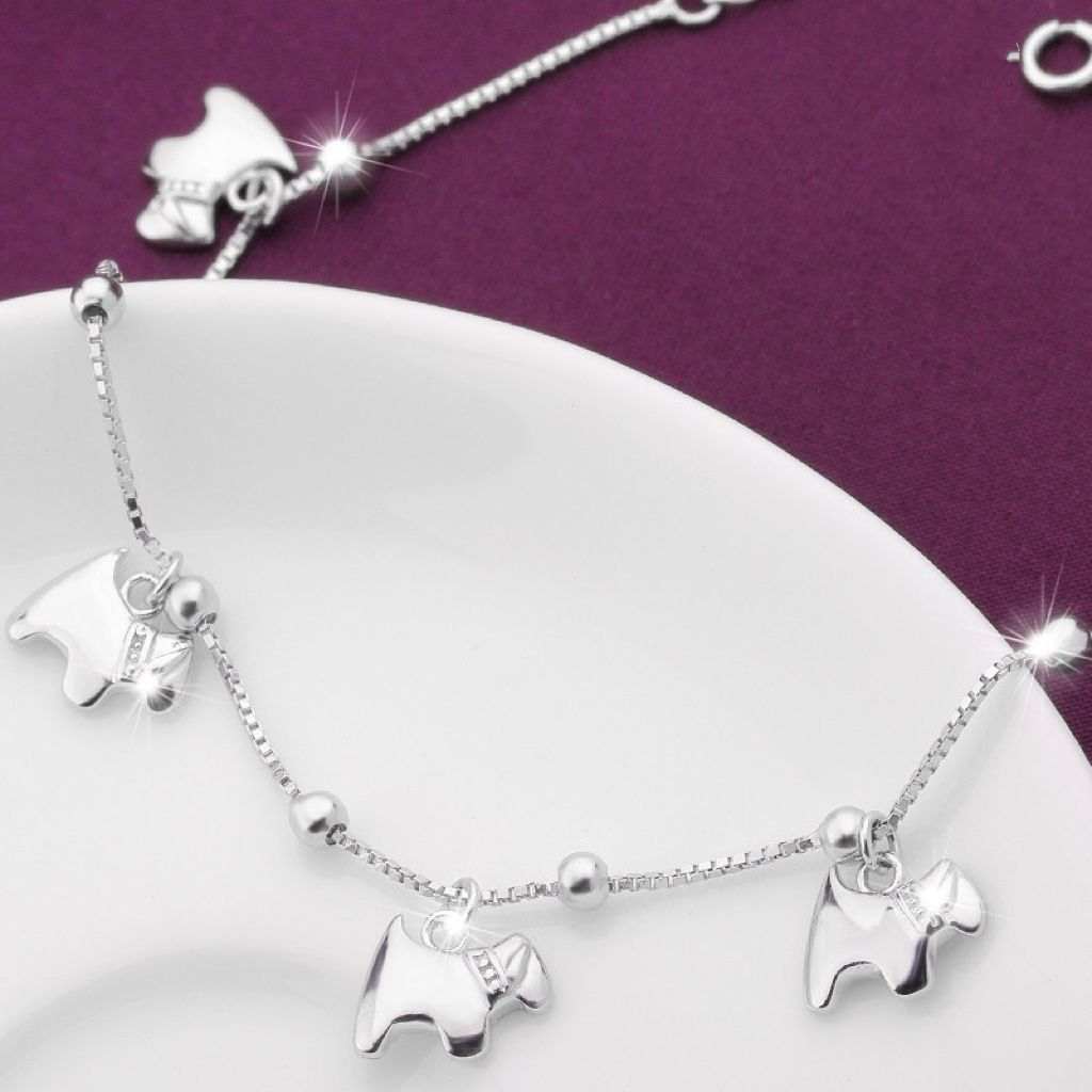 sterling silver S925 gem anklets #GA001-GA009