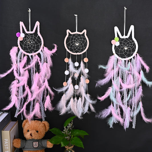 cat dreamcatcher   feather cather wall hanging decorations #DC023-DC032