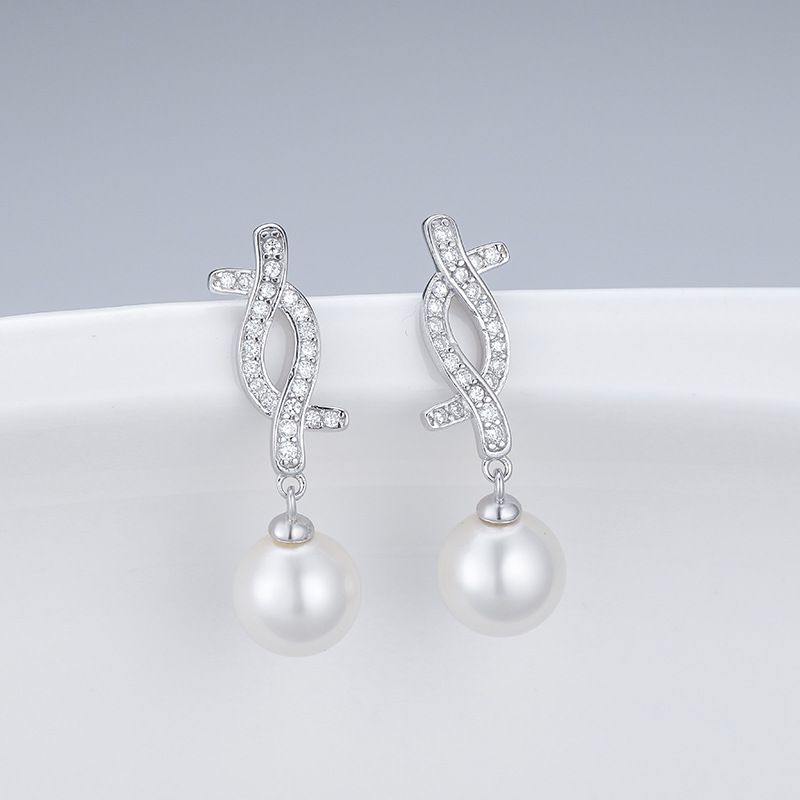 S925 sterling silver earring setting (default no pearl) wse118-126