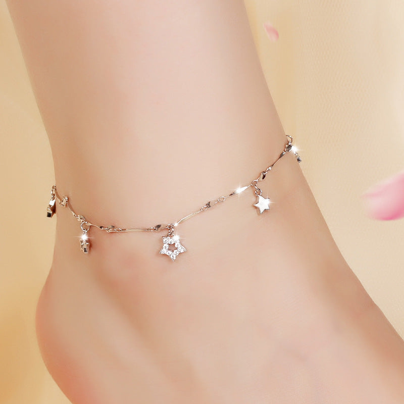 sterling silver S925 gem anklets #GA001-GA009