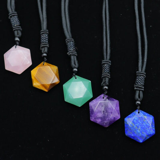 natural crystal stone Hexagram pendant necklace  N102