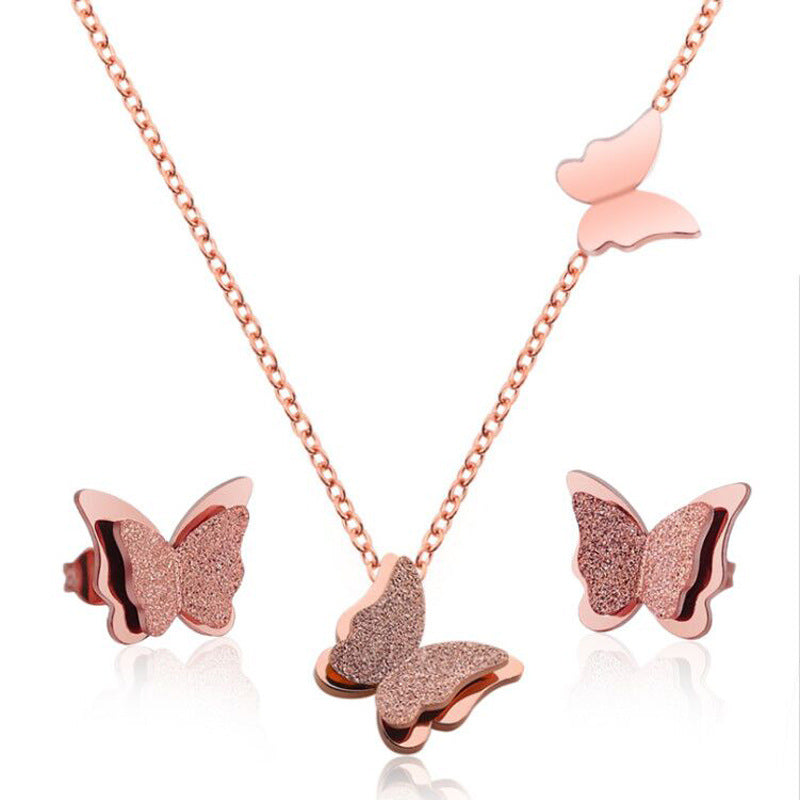 fashion  butterfly necklace and earrings set #JS039-JS040