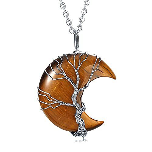 natural crystal moon lifetree necklace N103