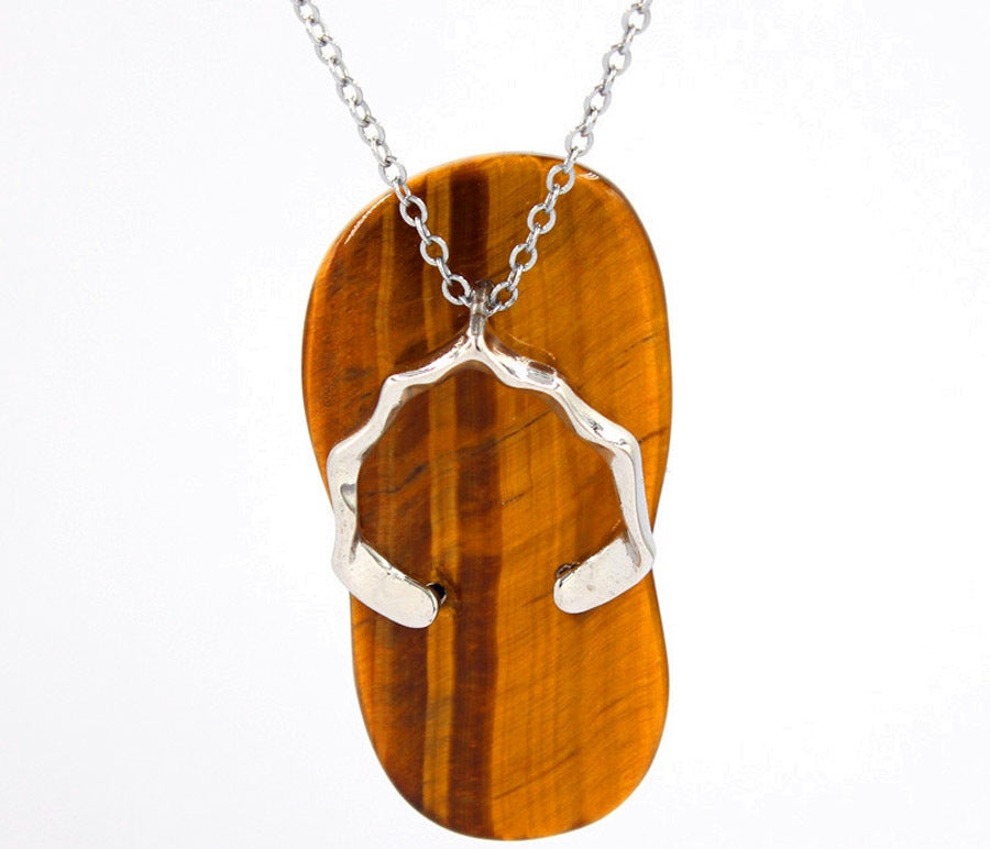 natural crystal flip flop pendant necklace slipper pendant N110