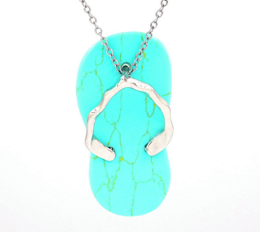 natural crystal flip flop pendant necklace slipper pendant N110