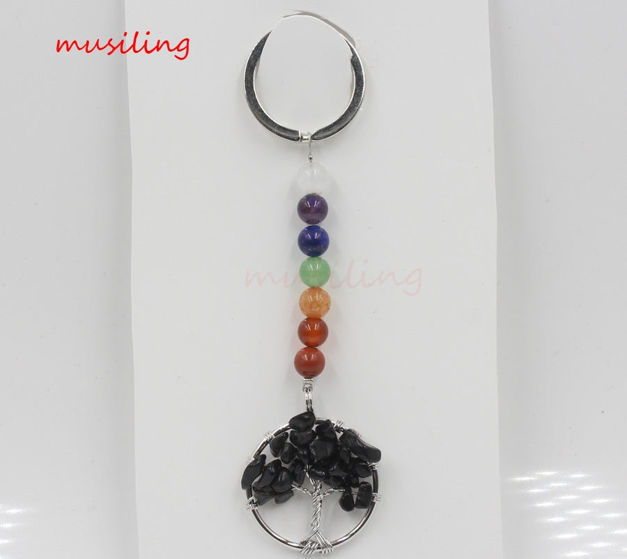 natural crystal chips lifetree keychain KC089