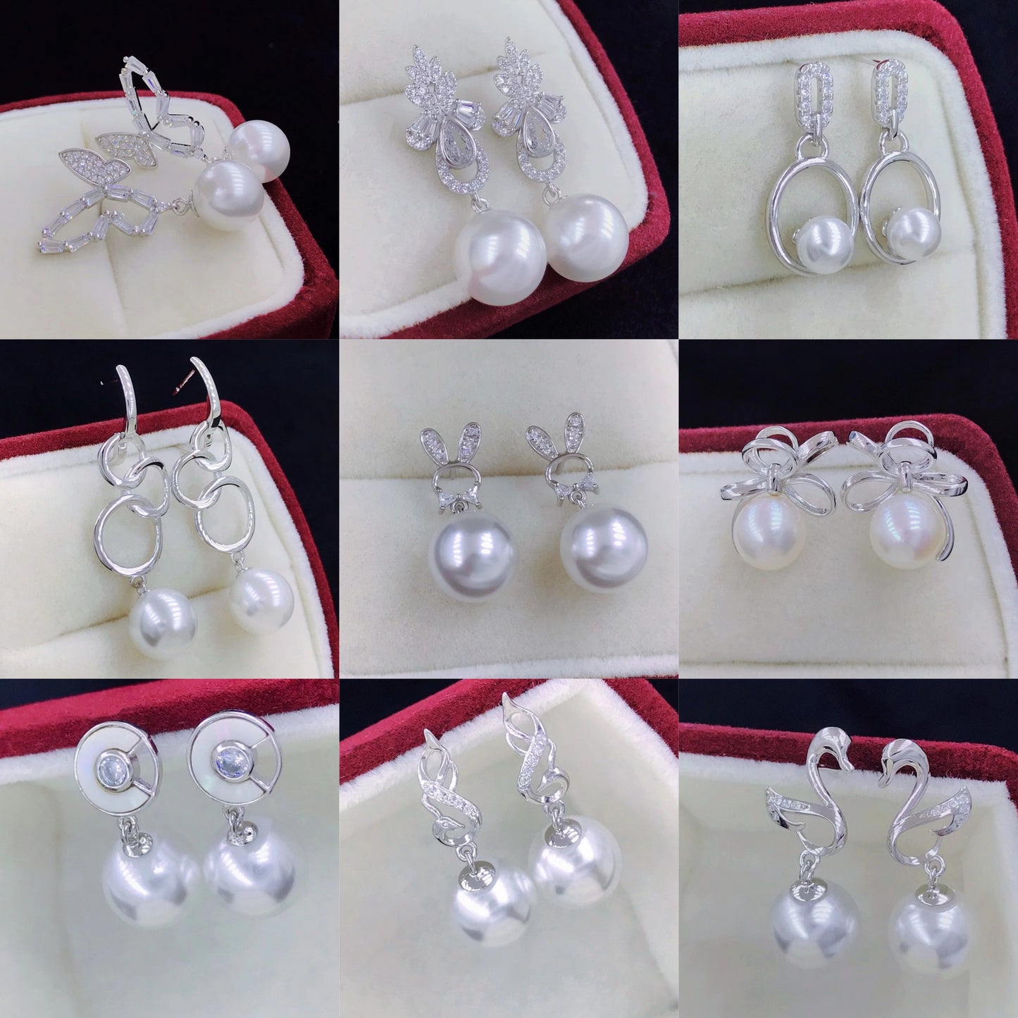 sterling silver S925 pearl earring setting  SDE019-027