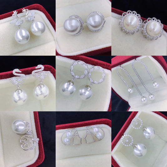 sterling silver S925 pearl earring setting  SDE028-036