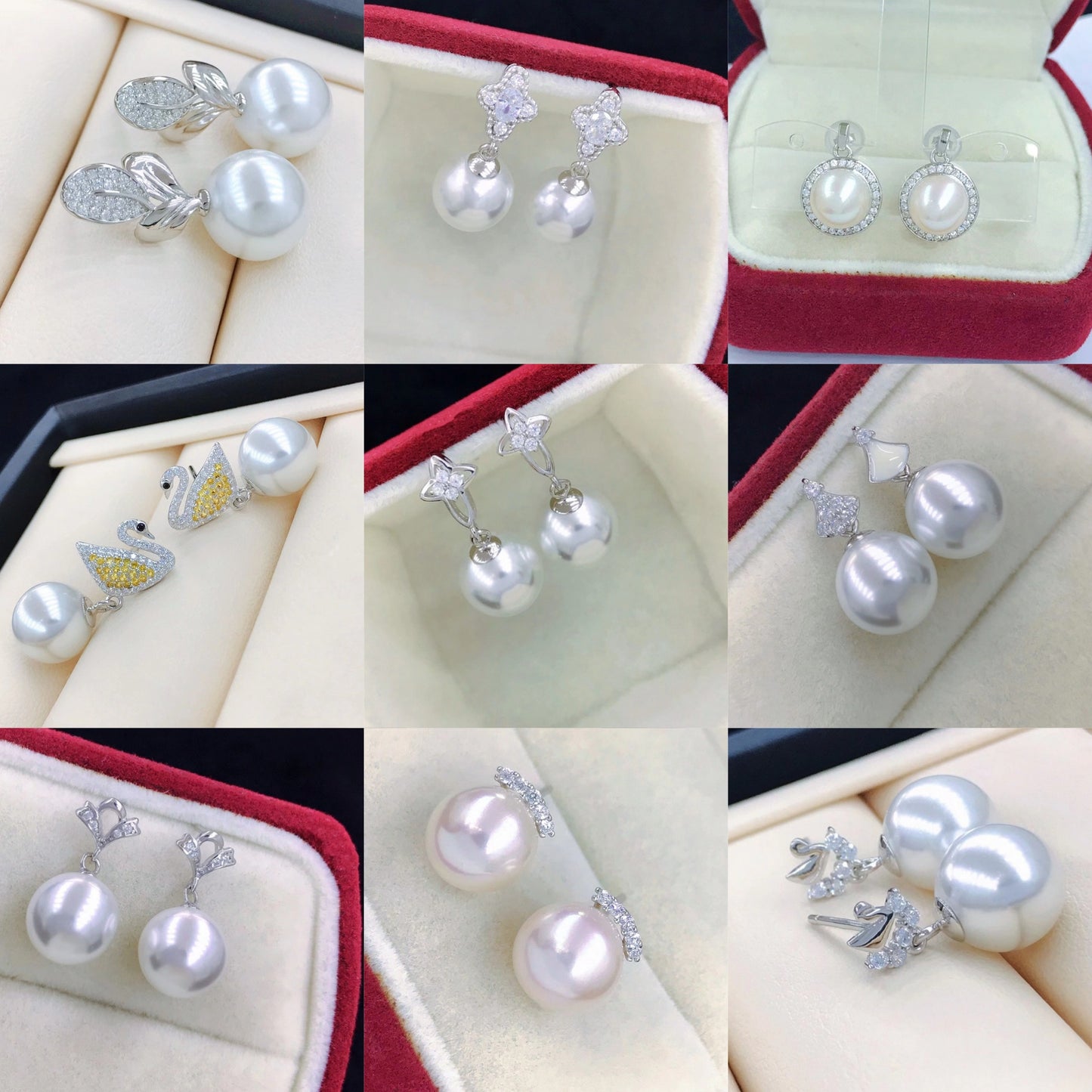 sterling silver S925 pearl earring setting  SDE037-045