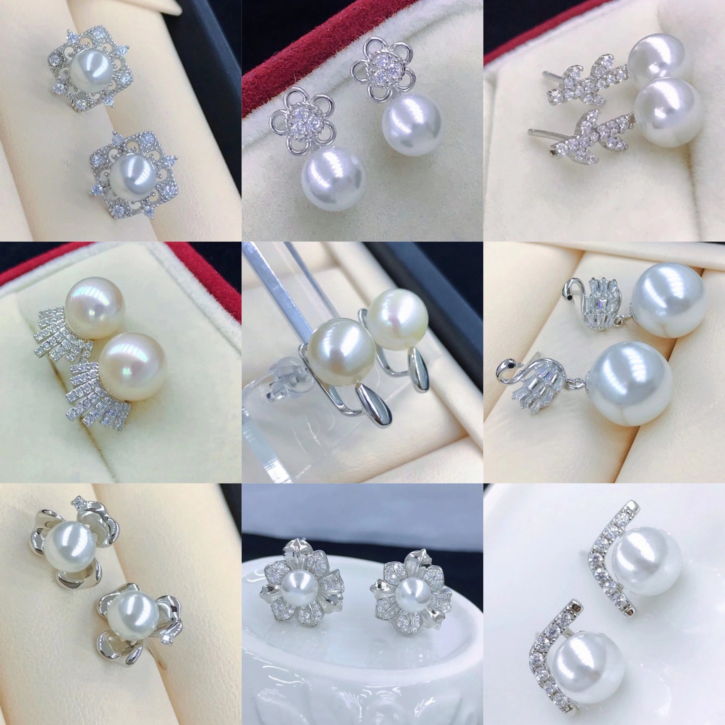 sterling silver S925 pearl earring setting  SDE046-054