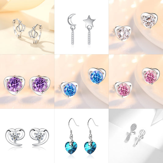 Sterling Silver S925 Gem Earring  SLE019-SLE027