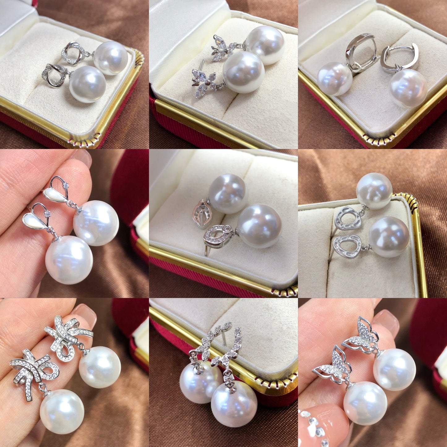 Sterling Silver S925 Pearl earring Setting SZ082-SZ090