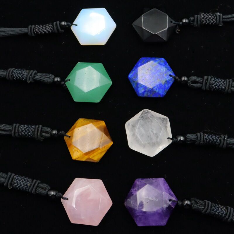 natural crystal stone Hexagram pendant necklace  N102