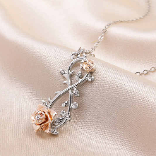 Figure 8 rose-cross heart necklace N152