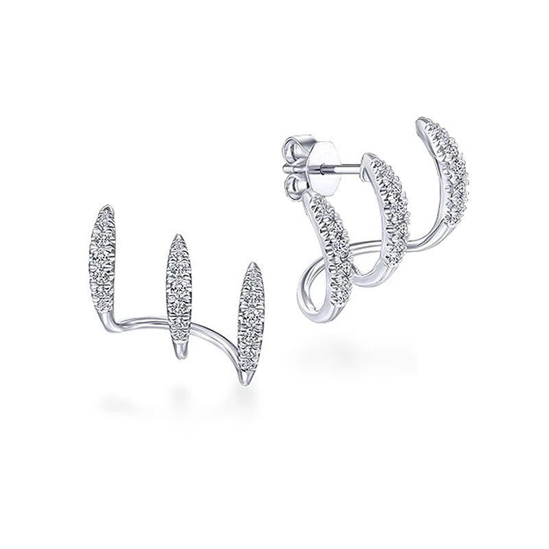 Diamond set curved stud earrings E118