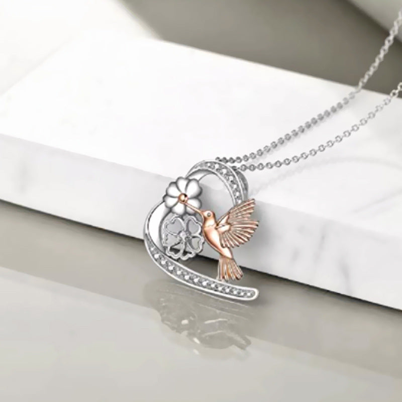 Daisy bird pendant necklace N122