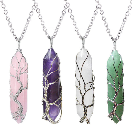 Natural Crystal Stone Pendant Fortune Tree Pendant #P039-P045