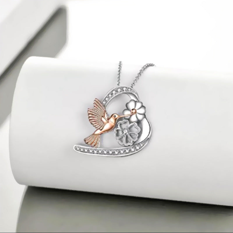 Daisy bird pendant necklace N122