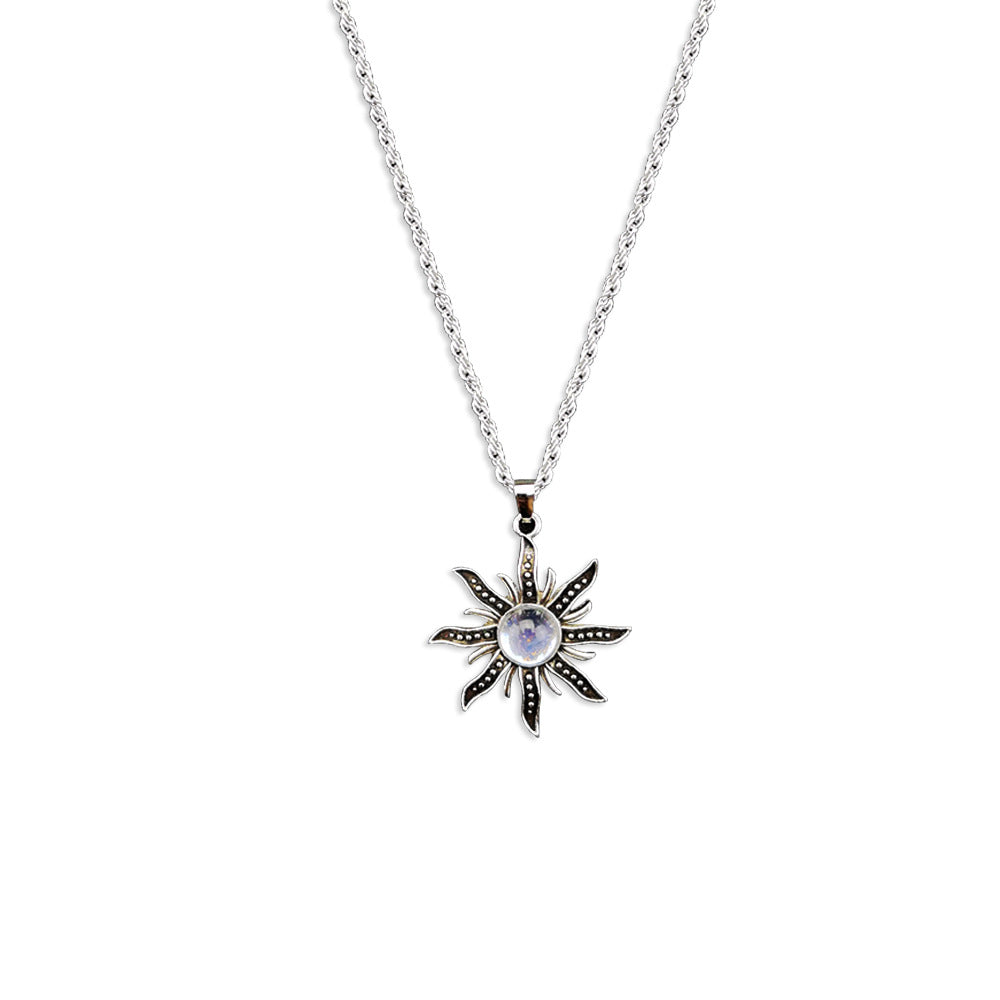 Moonstone sunflower pendant necklace N116