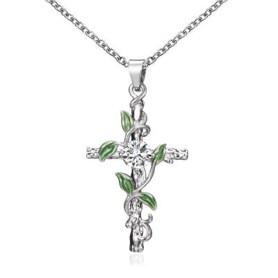 Leaves twine the cross necklace N151