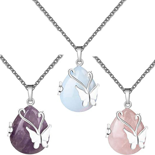 Butterfly water drop necklace N177