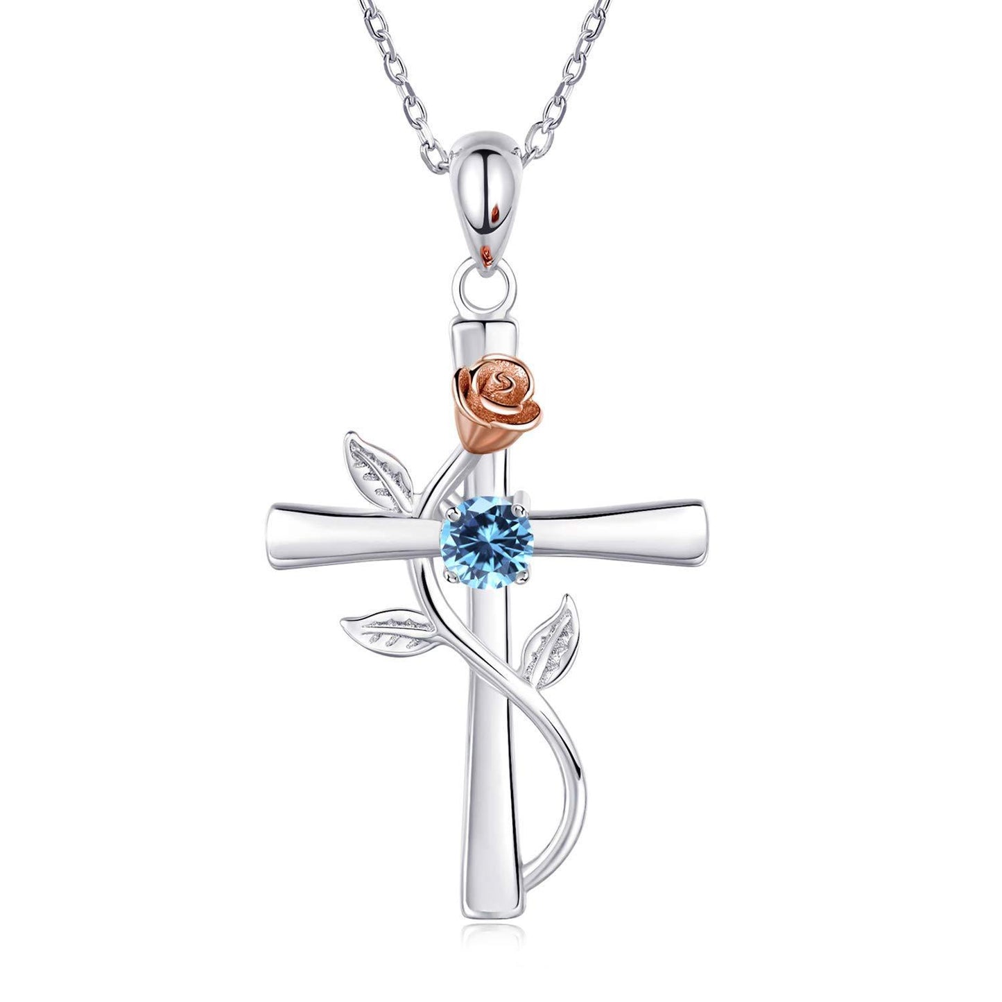 Cross rose necklace N127