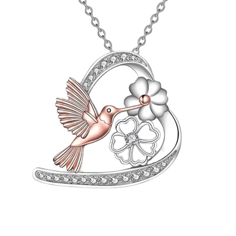 Daisy bird pendant necklace N122