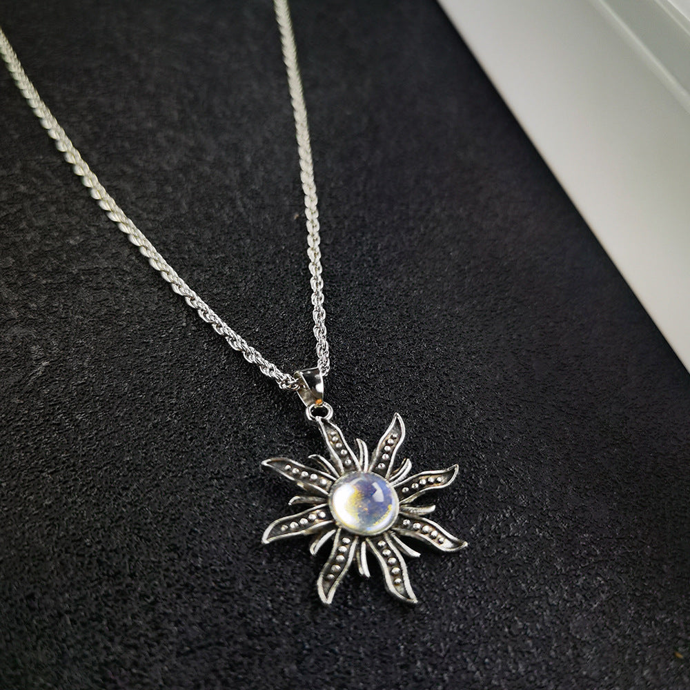 Moonstone sunflower pendant necklace N116